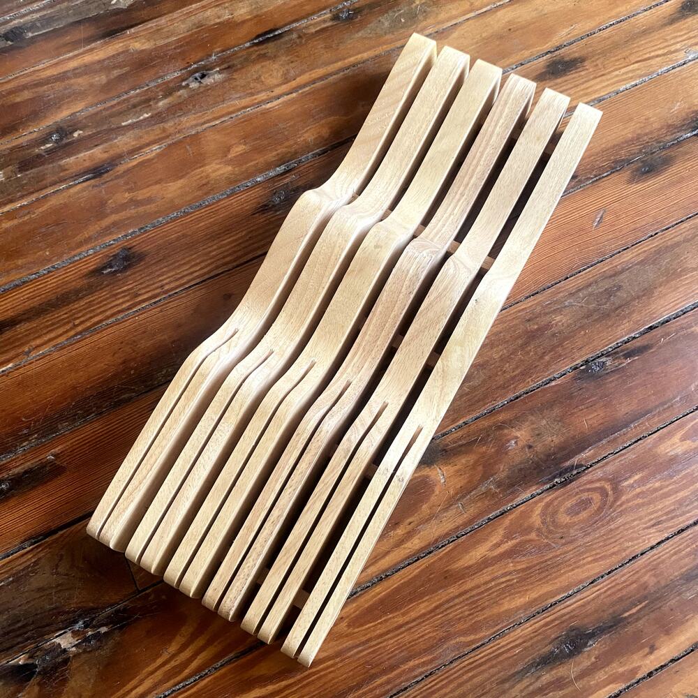 6 slot drawer wooden knife block